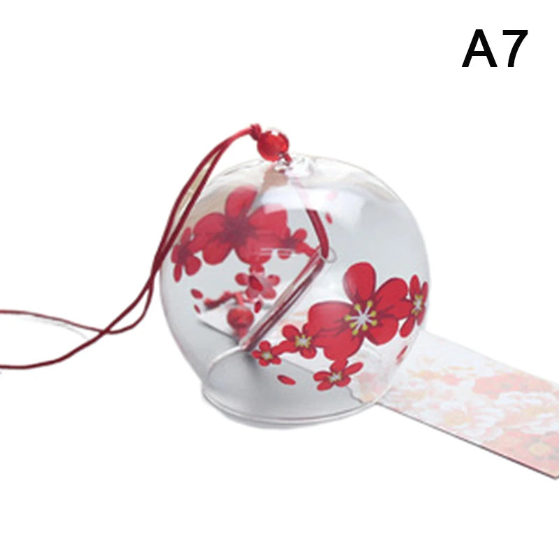 cloche vent transparente traditionnelle japonaise rose vert jaune bleu clair motifs floraux