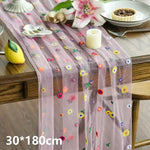 table chevet brodée fleurs transparente couleur blanc jaune vert rose bleu festive anniversaire mariage