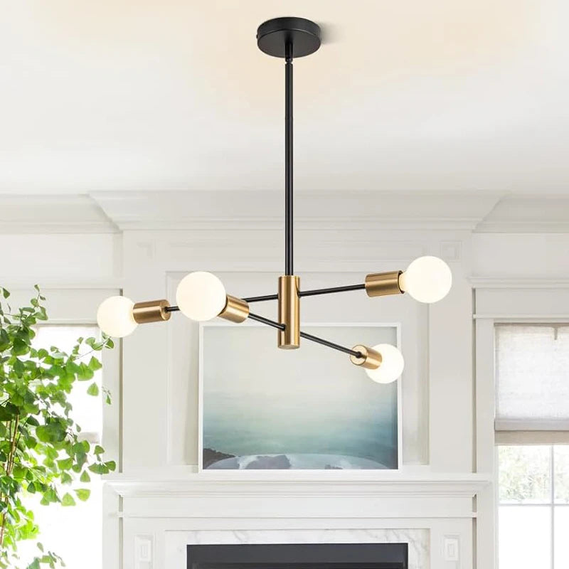 chandelier moderne globes blancs noir minimaliste led lumiereintérieur aluminium fixe