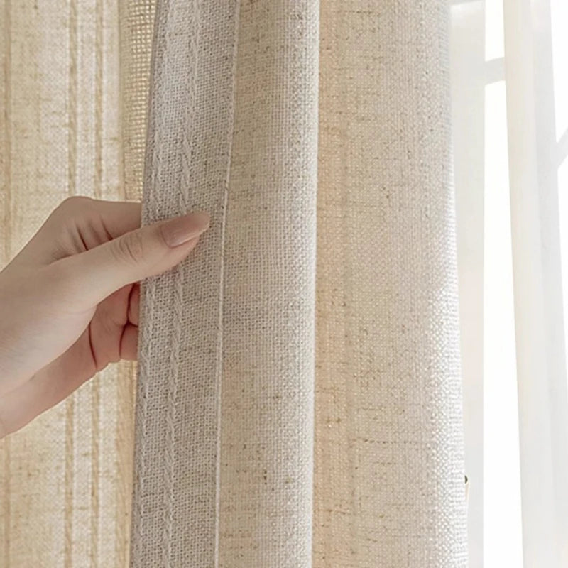 rideau moderne beige clair opaque fenêtre salon chambre tissu coton polyester