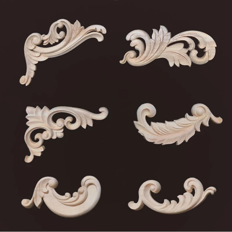 appliques decoratives bois ornements floraux blanc creme baroque deco maison