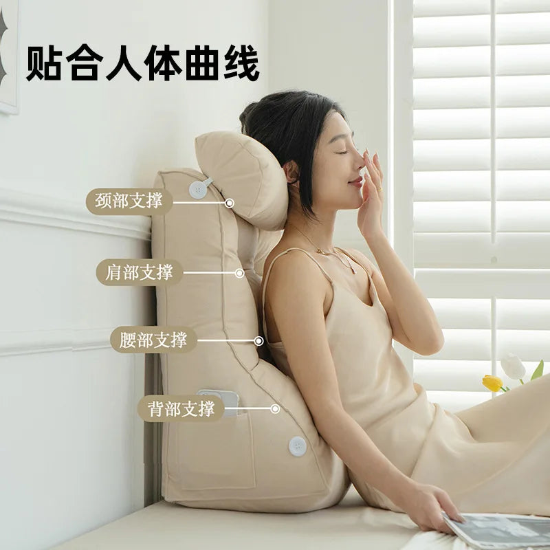 coussin inclinable adulte moderne beige gris rose marron boutons carrés lavable poches smartphone 45x55cm