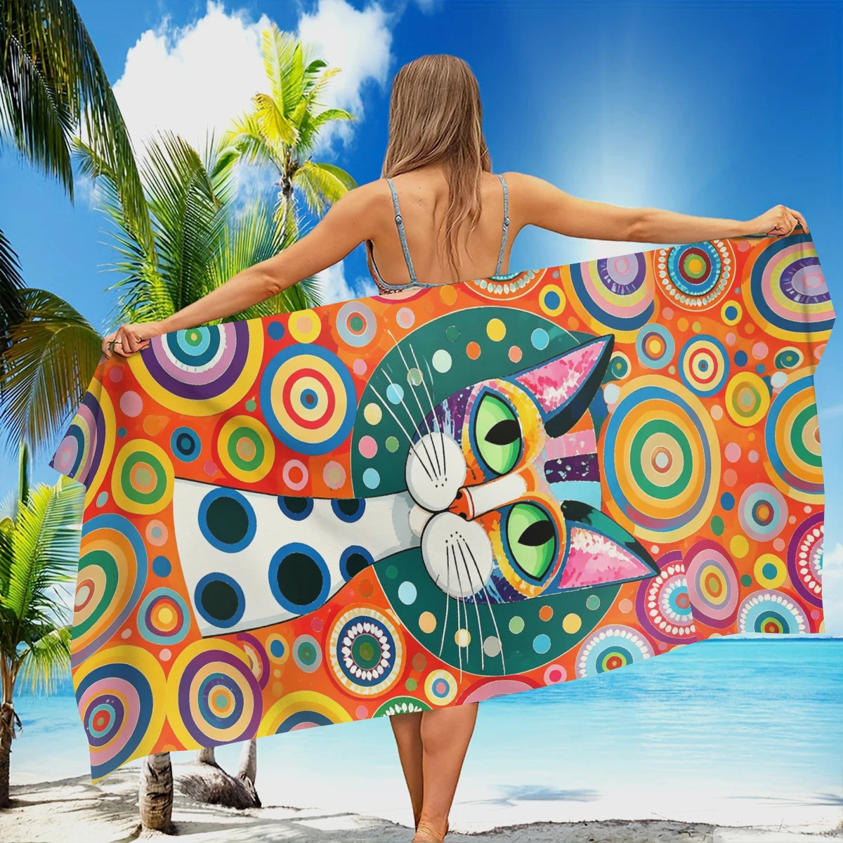 serviette plage polyester haute absorption rapide séchage multicolore moderne pop artSizeMode: 180x70cm 140x55cm 70x27cm
