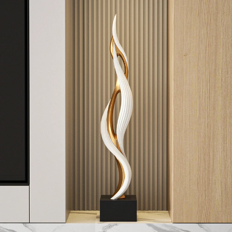 décoration moderne sculpture or noir abstraite contemporaine maison living room led éclairage