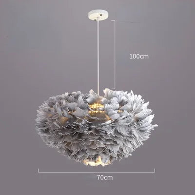 lampe suspendue moderne plumes blanc salon chambre coucher lumière intérieure décoration maison