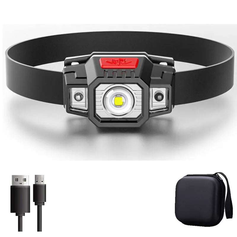 lampe frontale led rechargeable usb modes éclairage camping pêche nuit escalade chasse couleur noir