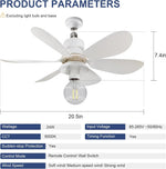 ventilateur moderne blanc aile simple télécommande 20.5 large 7.4 hauteur