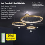 suspension lumineuse moderne or noir strass circulaire chambre salon led