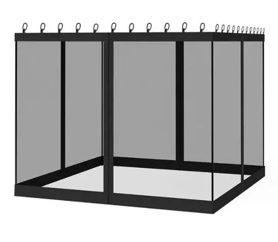 moustiquaire extérieure tente pavillon quadratique polyester traité insecticide pliante moderne beige noir imperméable anneaux