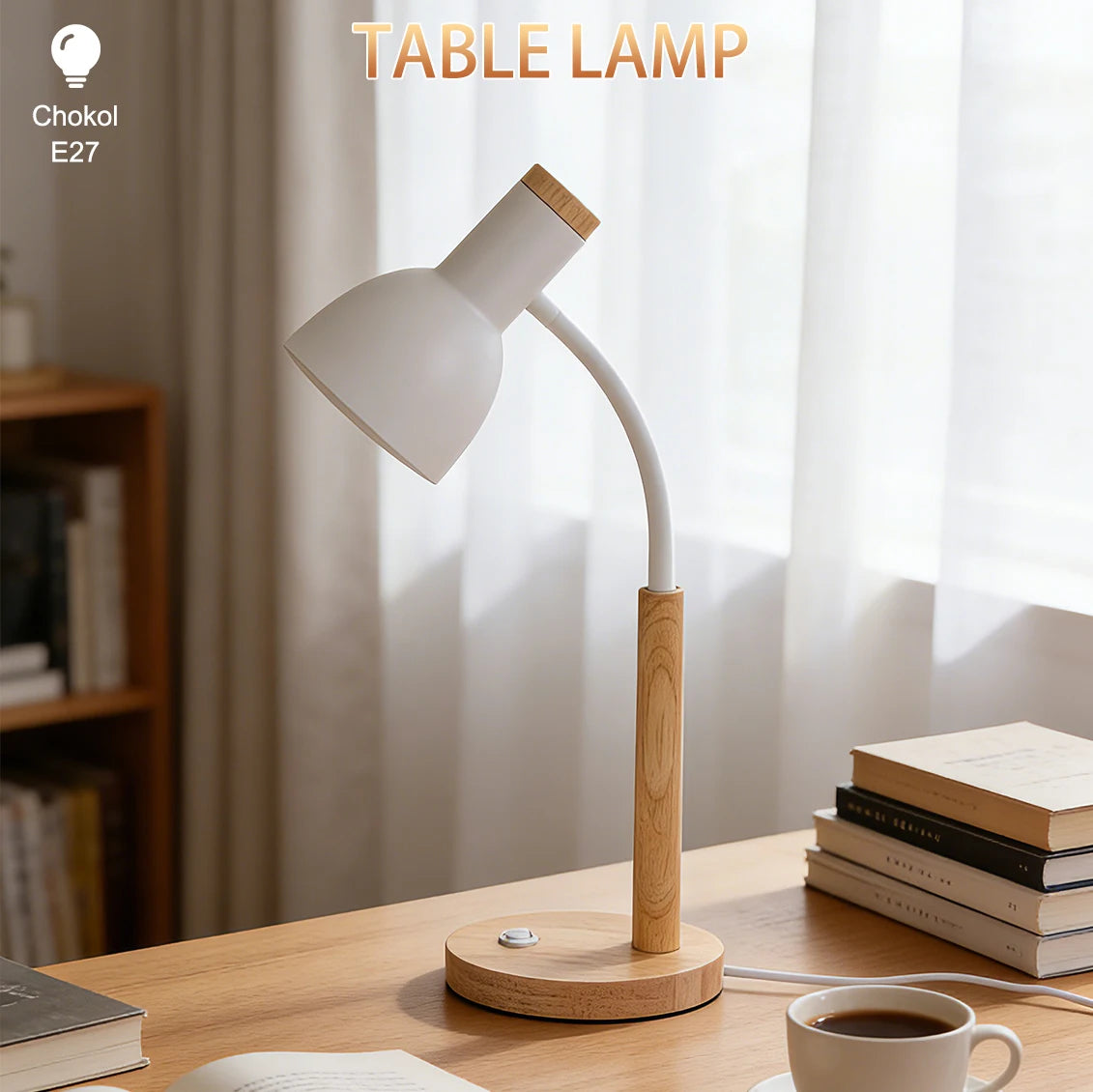 lampe moderne 9W blanc bois rose ampoule visible certification ROHS LED E27 contemporaine