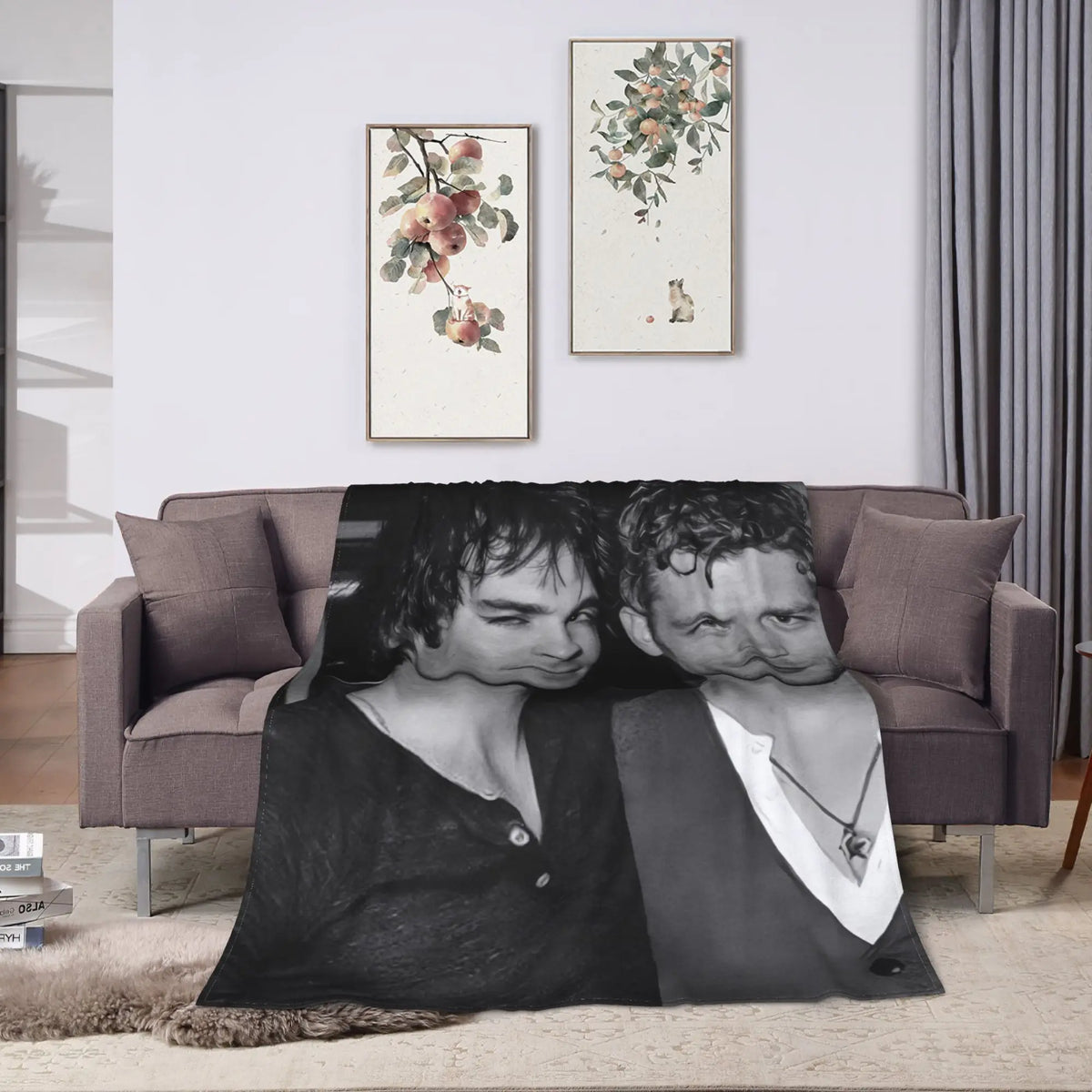 couverture polaire douce motif damon salvatore série the vampire diaries chambre salon hiver noir
