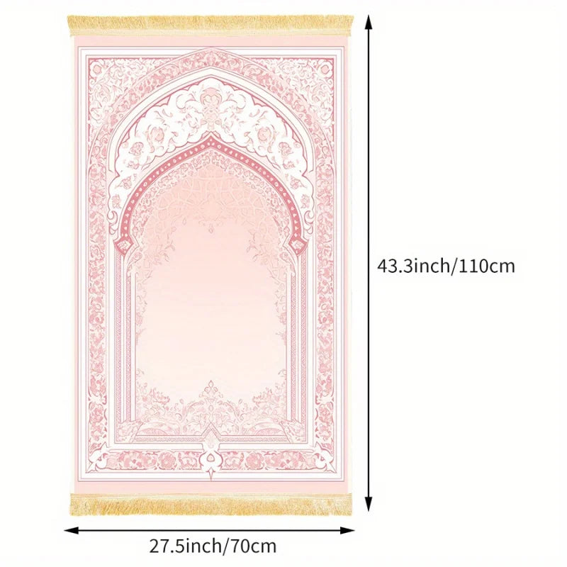 tapis rose clair ornements floraux arches décoratives classique résistant décoloration usage intérieur extérieur