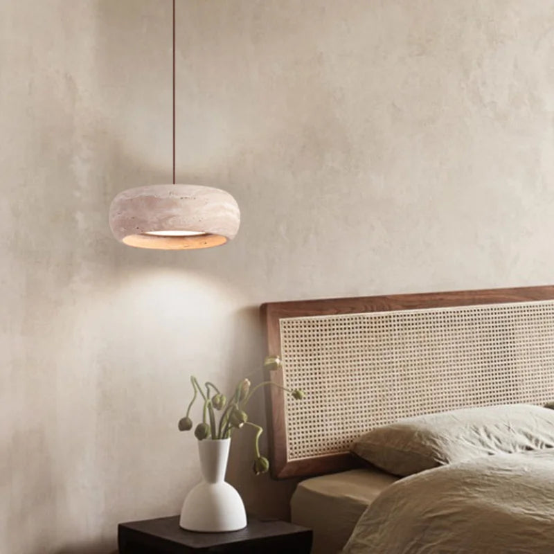 lampe suspendue moderne pierre marbrée beige brun clair led salle bain restaurant étude chambre