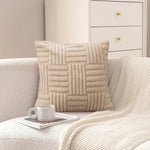 coussins moelleux rayures horizontales gris blanc moderne confortable zip vert clair polyester