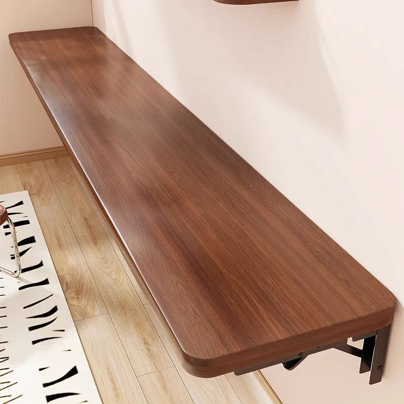 tablette murale bois marron foncée facile moderne cuisine chambre coucher multifonctionnelle pliante droite