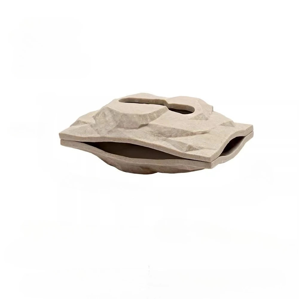 boîte mouchoirs résine moderne gris beige papier froissé minimaliste chambre