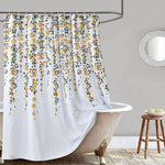 rideau douche tissu polyester blanc motif fleurs moderne élégant salle bain imperméable opaque