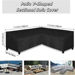Housse canapé angle patio tissu polyester imperméable noire moderne cordons serrage 286x78cm
