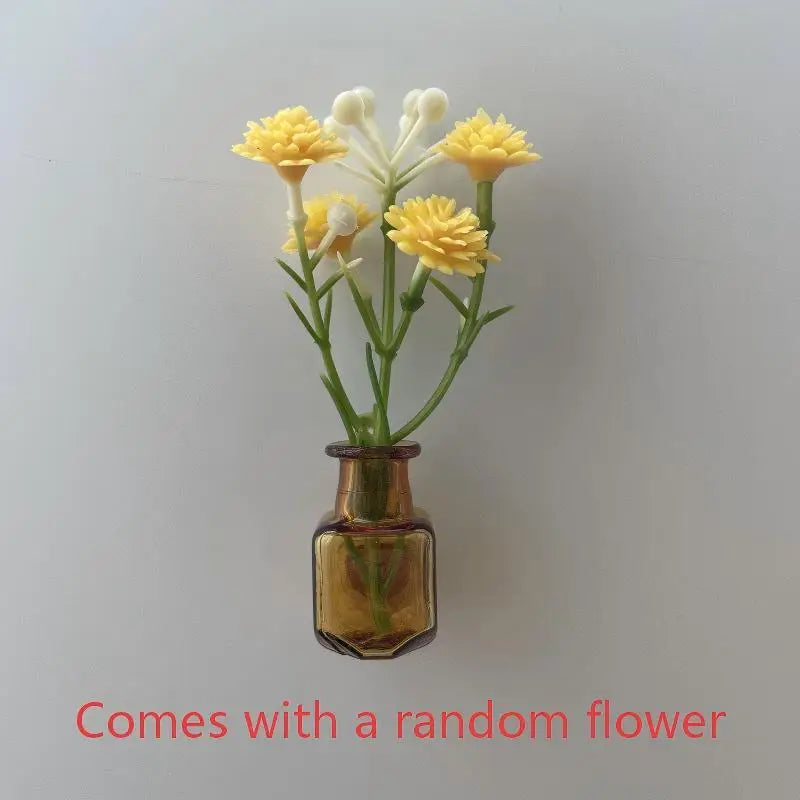 vases magnétiques réfrigérateur transparents bleus verts gris or violets minimalistes modernes