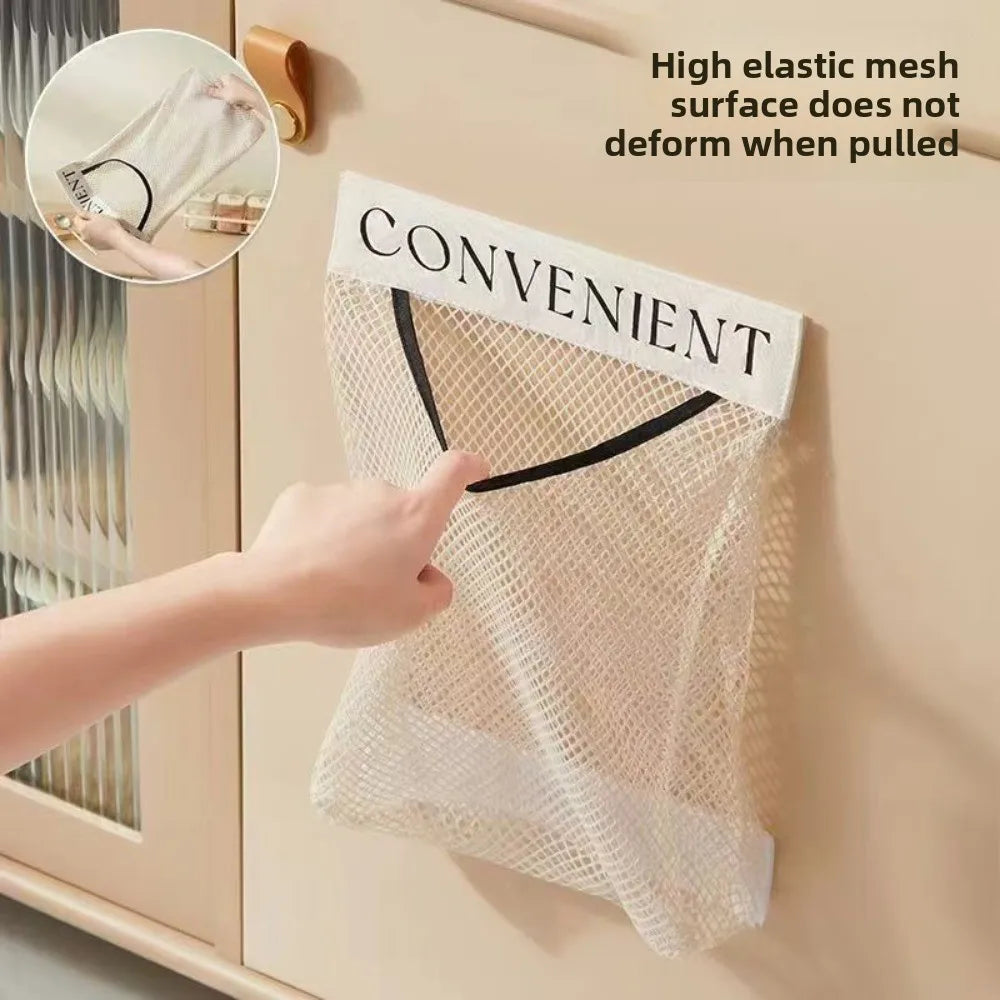 sacs rangement mesh réutilisables velcro blanc noir convenients semi transparents minimaliste