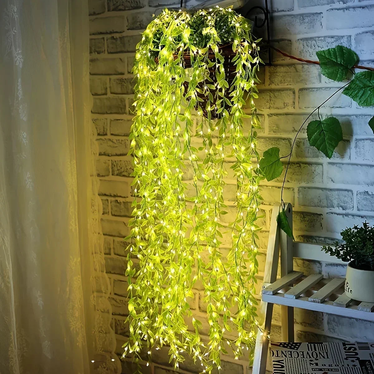 guirlande lumineuse vert feuilles fines modernes 20 led clips usb 3v