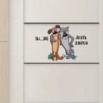 sticker mural dessin animé chiens texte russe blanc marron gris vert pvc opaque salon