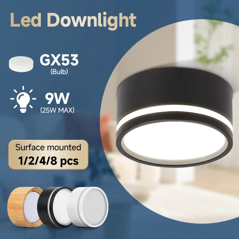 Downlight led moderne noir blanc surface flux lumineux 249 2000 vissant aluminium