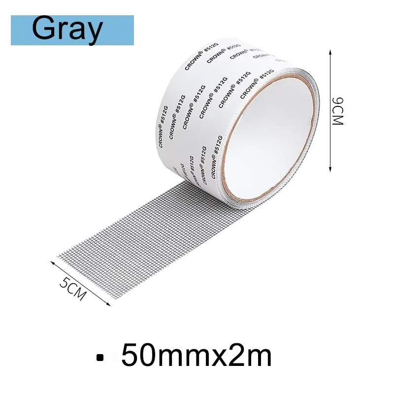 ruban réparation moustiquaire adhésif autoagrippant gris maille fine pratique 5cm large 2m longueur