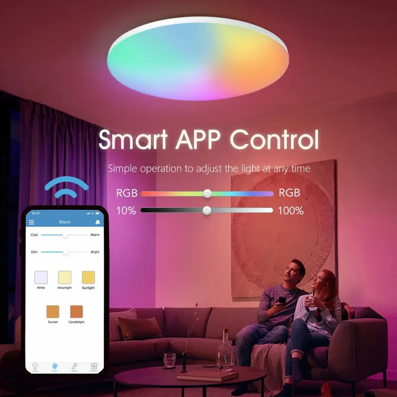 lampe moderne blanc smart app contrôle éclairage quotidien facile télécommande incluse flux lumineux élevé