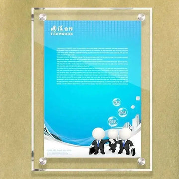 cadre publicitaire transparent moderne clips acrylique a4 fixations illustrations textes