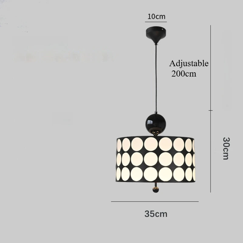 lampe suspendue moderne noire blanche rouge points blancs opacité chambre salonhôtel