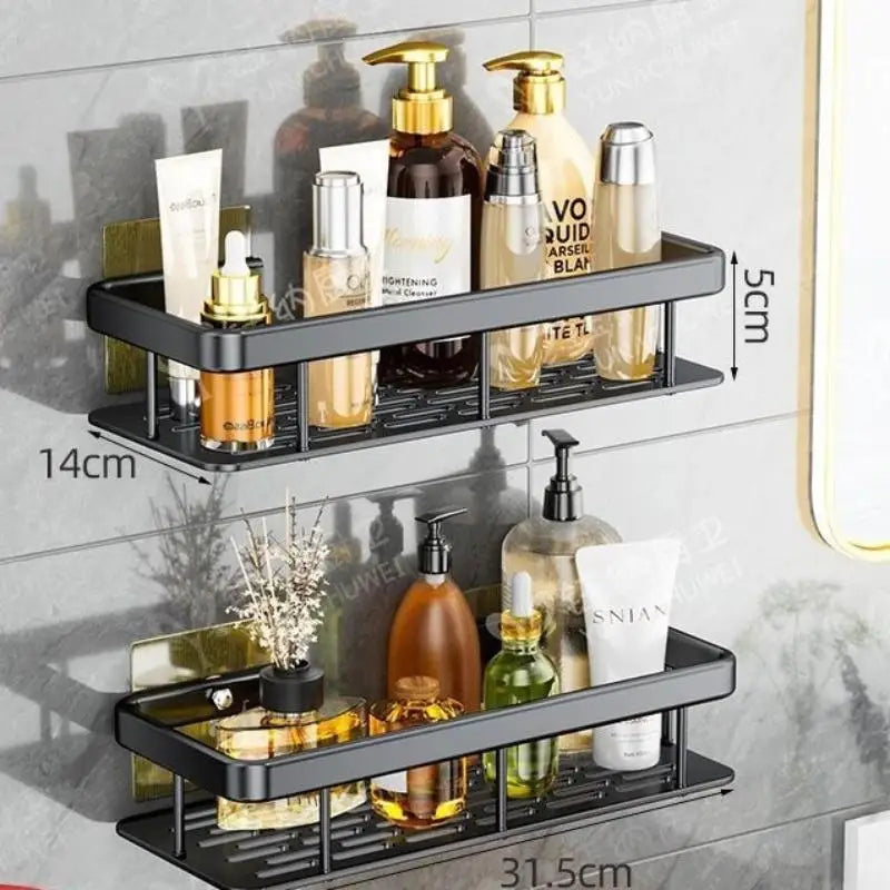 étagère salle bain adhésive noire moderne support rangement triangle porte savon panier douche étanche