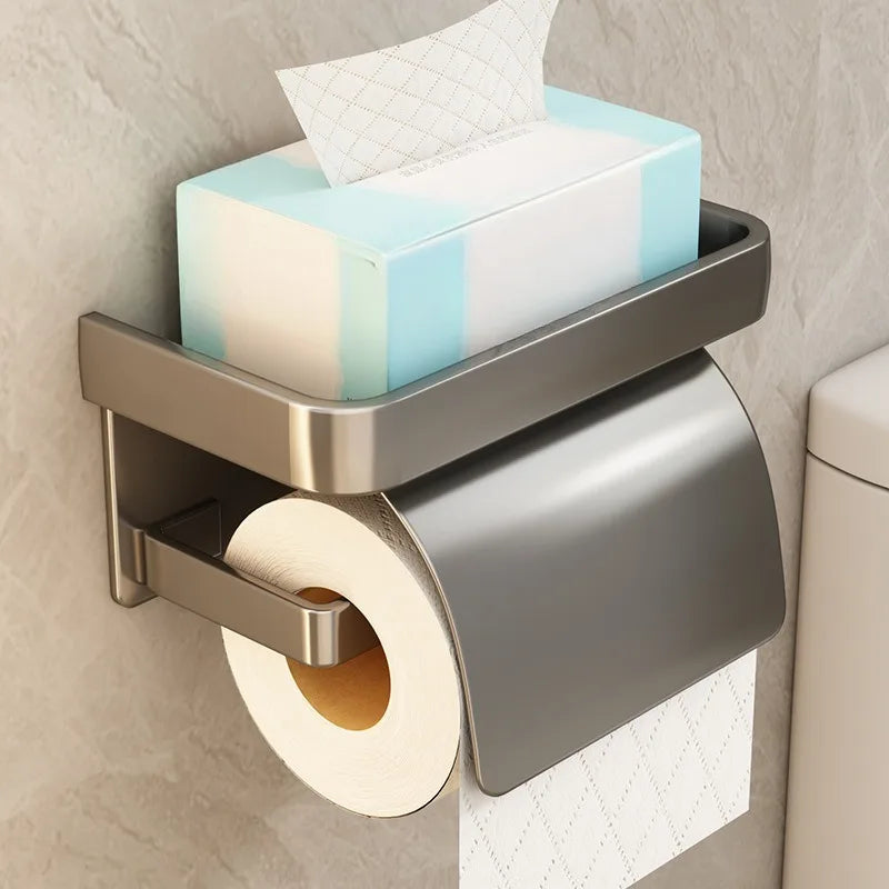 porte rouleau papier toilette moderne porte mouchoirs aluminium étagère supérieure rangement minimaliste salle bains
