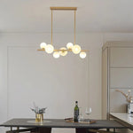 suspension lumineuse moderne boules translucides or blanc ampoules led 12 têtes cuivre