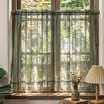 rideau vert clair noir floral translucide classique romantique fenêtre sans perçage