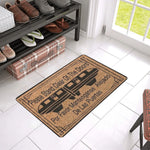 tapis porte antidérapant caoutchouc marron motif monorail futuriste deco extérieur intérieur graphique