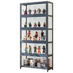 étagère portes vitrées moderne gris métallisé industriel figurines boîtes collection
