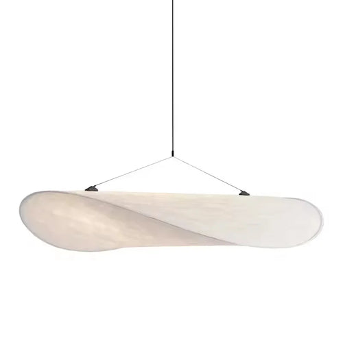 Suspension lumineuse moderne métal soie blanc beige opaque câble suspension salon chambre d'hôtel