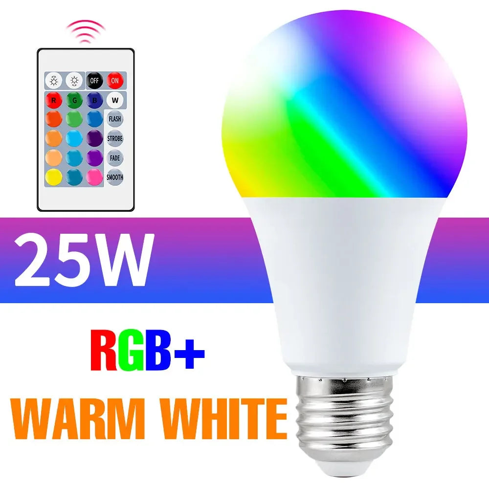 ampoule led rgb 25w e27 blanc multicolore transparente moderne télécommande 24touches lumière ambiance chambre