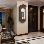 pendule mural classique bois doré salon décoration horloges aiguille cadran chiffres romains fixations murales