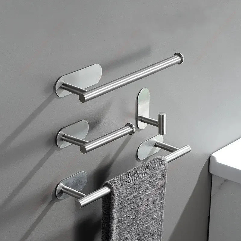 porte serviette mural acier inoxydable doré salle bain cuisine adhésif