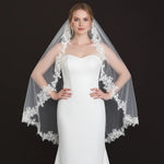 voile mariée blanc broderie florale classique bordure dentelle transparent femme