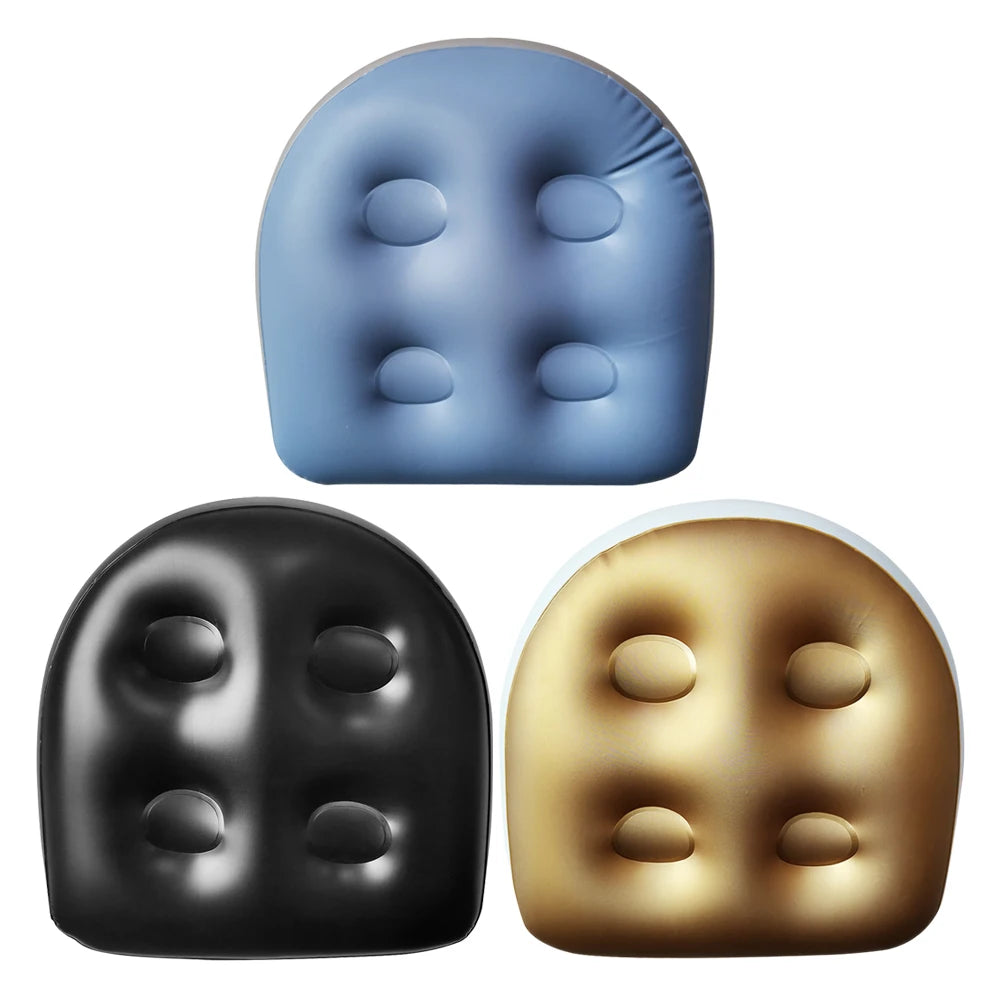 coussin gonflable bleu noir doré visage stylisé moderne bain spa massage