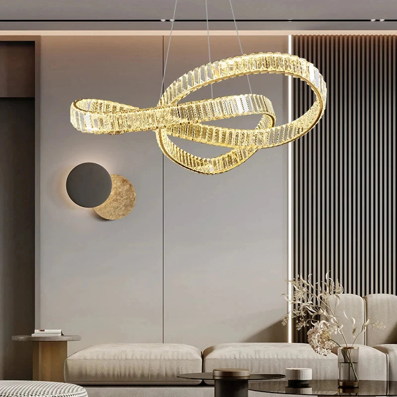 suspension lumineuse pendentif cristal or brillant moderne élégant 4000k 3000k 6000k led 10m2