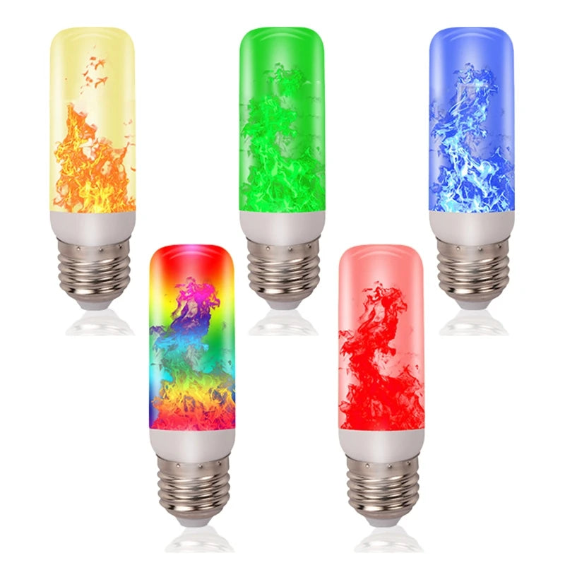 ampoule led effet flamme blanc jaune rouge vert bleu culot e27 moderne décoration festive
