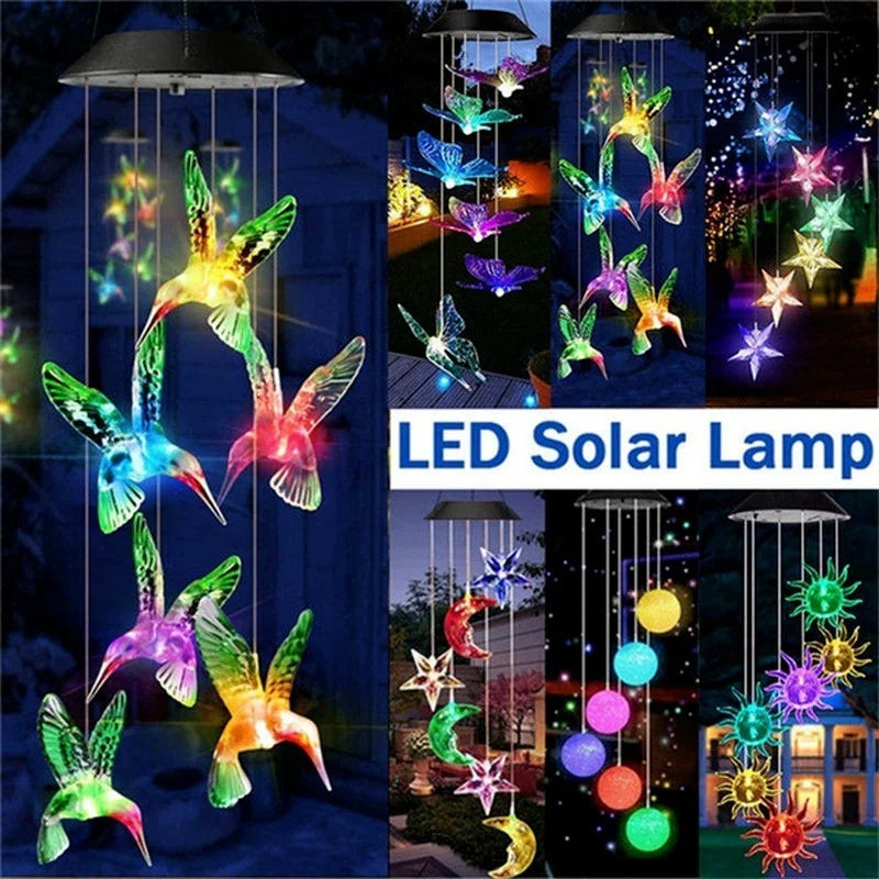 lampe solaire décorative moderne multicolore oiseaux colibris boules lumineusesextérieur maison jardin