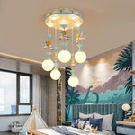 suspension lumineuse moderne licorne bleu rose sphères translucides chambre enfant adjustable