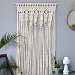 rideau macramé boho chic beige motifs géométriques opacité tissu coton machine eyelets chambre salon