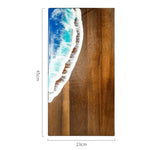 planches découper bois naturel bleu résine artisanale modernes cuillère couteau fourchette citron cerises épices