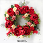 couronne florale vintage rose blanche feuilles vertes fleurs artificielles intérieur mariage table porte